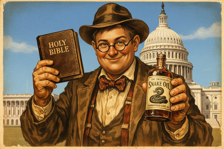 Speaker Johnson Using the Bible as Snake Oil to Justify Crimes and Atrocities Against the People He Claims Are Committing the Crimes and Atrocities